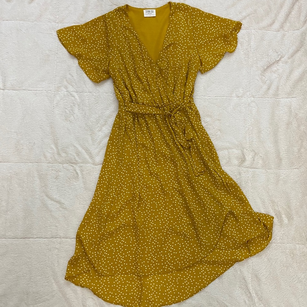 Yellow polka dotted dress